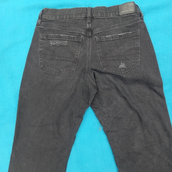 American Eagle Stretch Curvy Straight Size 4 Long Women's Black Denim Jeans - Picture 4 of 10